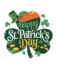 Festive Lucky Lettering Shamrock Irish Holiday Art