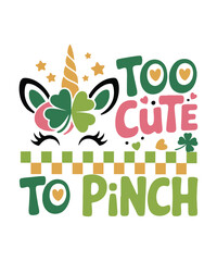 Cute Irish Unicorn Clover Funny Holiday Illustration