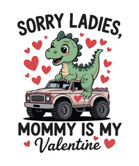 Funny Valentine Dinosaur for Kids Mommy Love Illustration