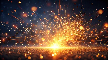 Radiant bursts of golden and orange embers erupting with luminous trails against a deep cosmic backdrop, scattering into the darkness