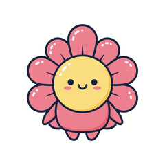 Fototapeta premium Adorable Cartoon Flower Character Illustration