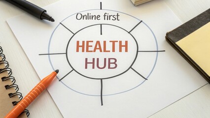 Diagram Showing Health Hub in a Circular Online Focused Strategy