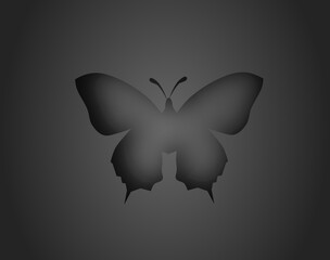 One big butterfly paper illustration on black background