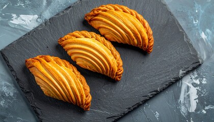 Delicious Curry Puffs on Slate - A Culinary Delight.
