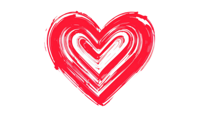 Expressive Hand-Painted Red Heart Symbol on a White Background, Symbolizing Love and Affection