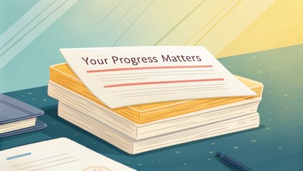 Paper Stack Displaying Your Progress Matters