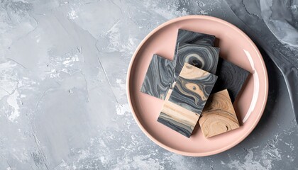 Artisan Soap Bars on Pink Plate - A Luxurious Bathing Experience.