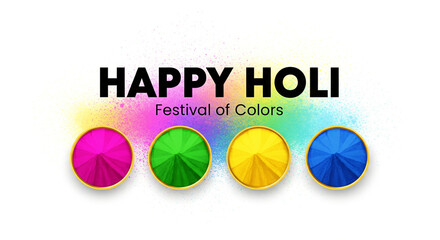Holi Festival celebration design with colorful holi powder. Vector illustration
