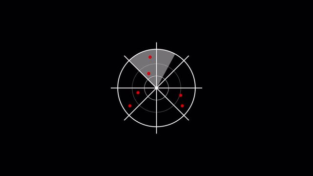 Digital searching system animation. Rader searching security concept animation icon. signal waves, searching icon with transparent background with alpha channel