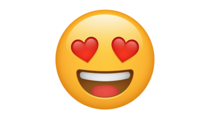 A smiling face with heart-shaped eyes, symbolizing love, affection, and adoration in a digital illustration