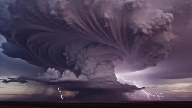 Dramatic Supercell Storm Formation with Lightning