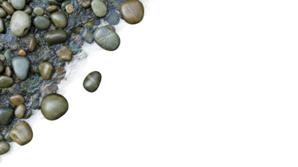 Smooth River Stones and Water Flowing Over Rocks