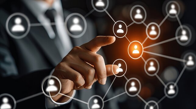 Analyzing global business networking  customer connections, hr, outsourcing, and strategy - Powered by Adobe