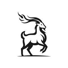 Powerful goat spirit logo with blazing mane modern fantasy creature silhouette vector illustration