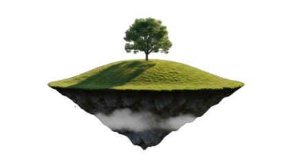 Floating Island With Tree and Grass