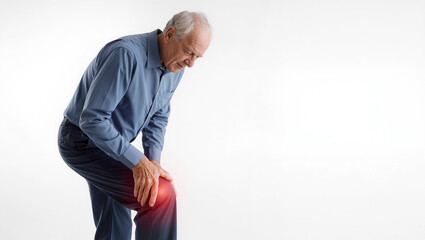 Elderly man knee pain.