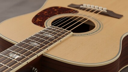Acoustic Guitar Close-up View Details.