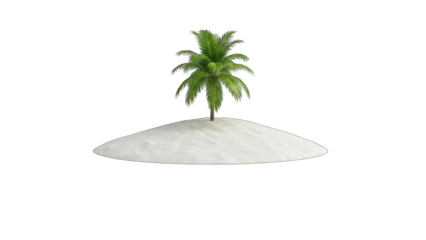 Isolated Desert Island with Palm Tree