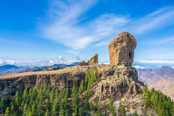 Landscape with Roque Nublo, Gran Canaria, Canary Islands, Spain