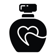 Obraz premium Black perfume bottle with white heart design icon vector