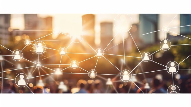 Global business networking  analyzing data exchange, hr, outsourcing, and customer connections - Powered by Adobe