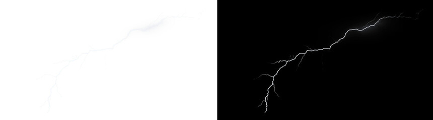 White lightning bolt electric energy effect isolated on transparent background
