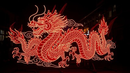 Chinese dragon lantern red light.