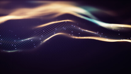 Abstract particle waves background.