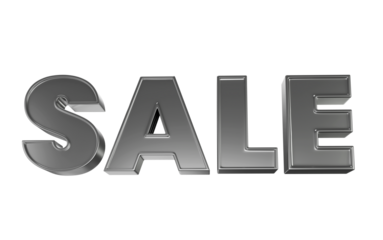 Sleek 3D Rendered Silver Metallic SALE Typography Isolated 