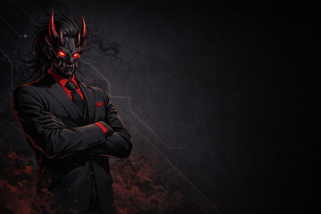 スーツを着た鬼のビジネスマン風キャラクター