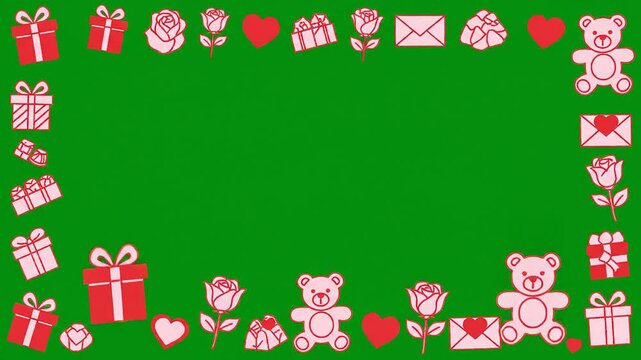 Valentine romantic frame animation green screen overlay graphic loop social media background celebration romance gift