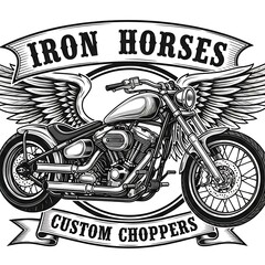 Custom motorcycle with wings logo design.