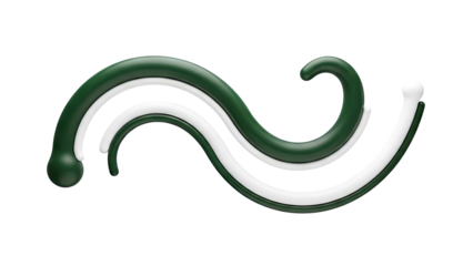 Wavy Green and White Abstract Tubes on White Background