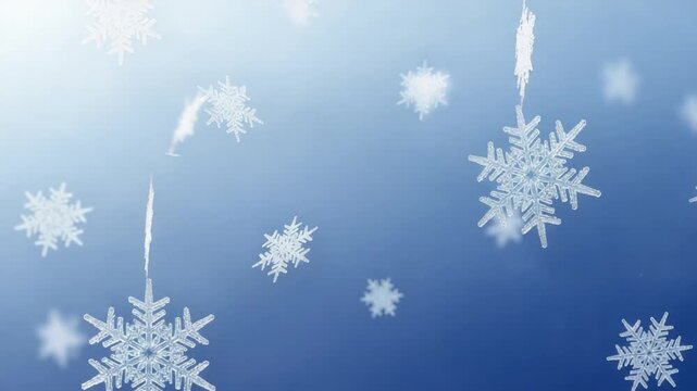 Delicate Snowflakes Falling Against Soft Blue Gradient Background with Gentle Lighting Vector Illustration Winter Wonderland Scene