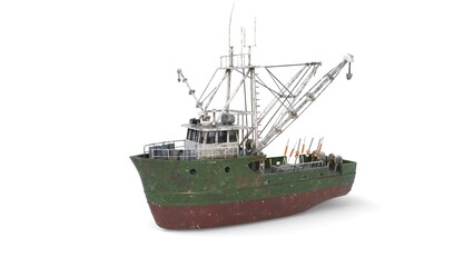 Naklejka premium fishing boat on white background