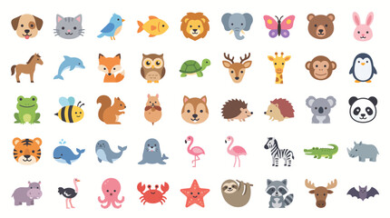 Colorful Cartoon Animals Collection, Fun Illustrations, Playful Design, Child-Friendly Environment © sachintha