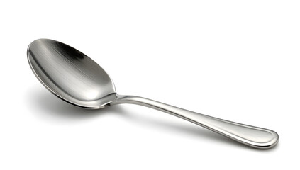 Elegant Silver Spoon: A sleek and polished silver spoon gleams in the light, showcasing its smooth curves and refined design.