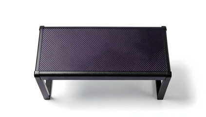 Modern Rectangular Step Stool: A sleek, contemporary step stool with a geometric textured surface and sturdy black metal frame, embodying functional minimalism.