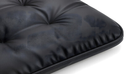 Dark Leather Seat Close-up: A detailed view showcases a close-up of a sleek, black leather seat, its surface textured with a quilted design and subtle sheen.