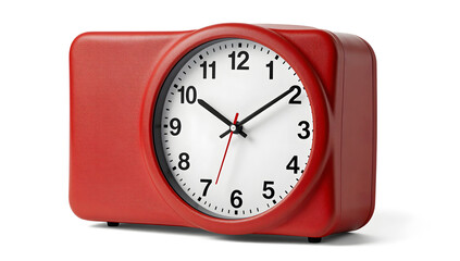 Red Clock Icon: A sleek red clock, its face radiating simplicity and elegance, showcases the timeless passage of time within a modern setting.