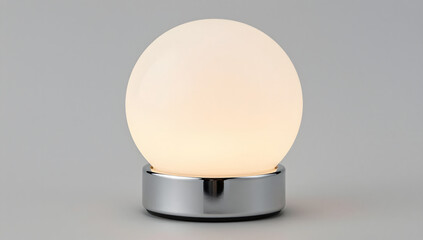 Glowing Sphere: A modern, minimalist lamp featuring a luminous, spherical glass shade emits a soft, inviting glow.