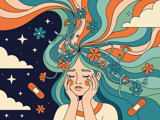 Flat design retro 60s 70s background