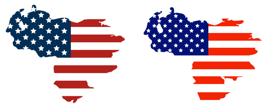 Venezuela Map with United States Flag Overlay, Sanctions Policy and Energy Geopolitics, US&ndash;Venezuela Relations