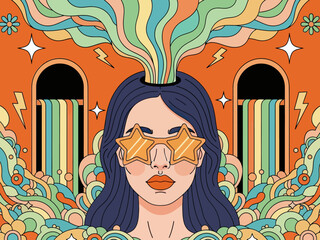 Flat design retro 60s 70s background