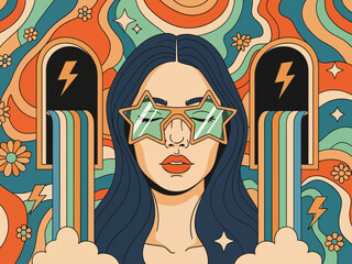 Flat design retro 60s 70s background