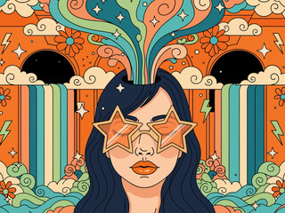 Flat design retro 60s 70s background