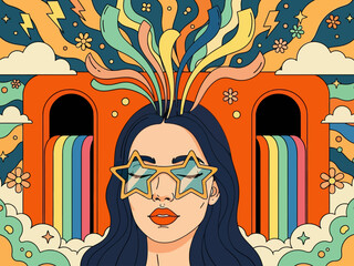 Flat design retro 60s 70s background