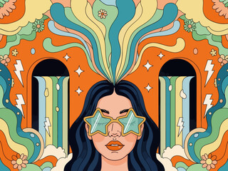 Flat design retro 60s 70s background