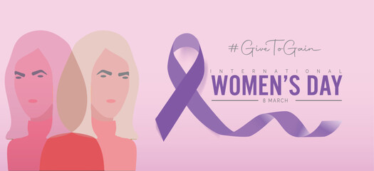 Fototapeta premium International Womens Day March 8 illustration featuring Giving Support and Empowerment. IWD2026 Give to gain campaign