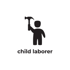 simple black child laborer icon design template